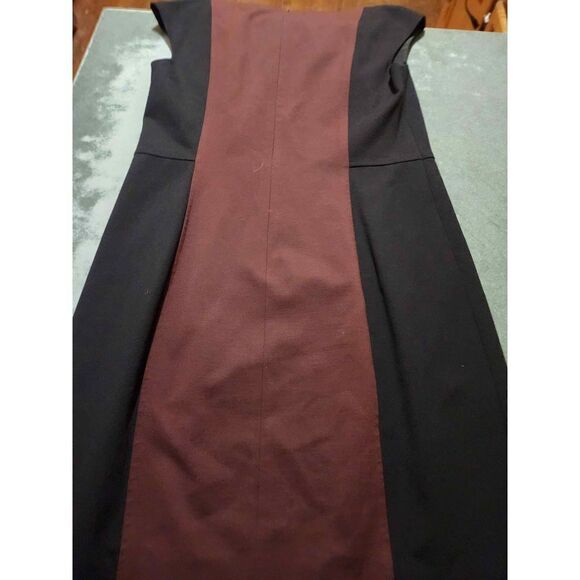 AKRIS Punto Garnet Black Viscose Cap Sleeve Color Block Jersey Sheath Dress sz 1 - Picture 5 of 5